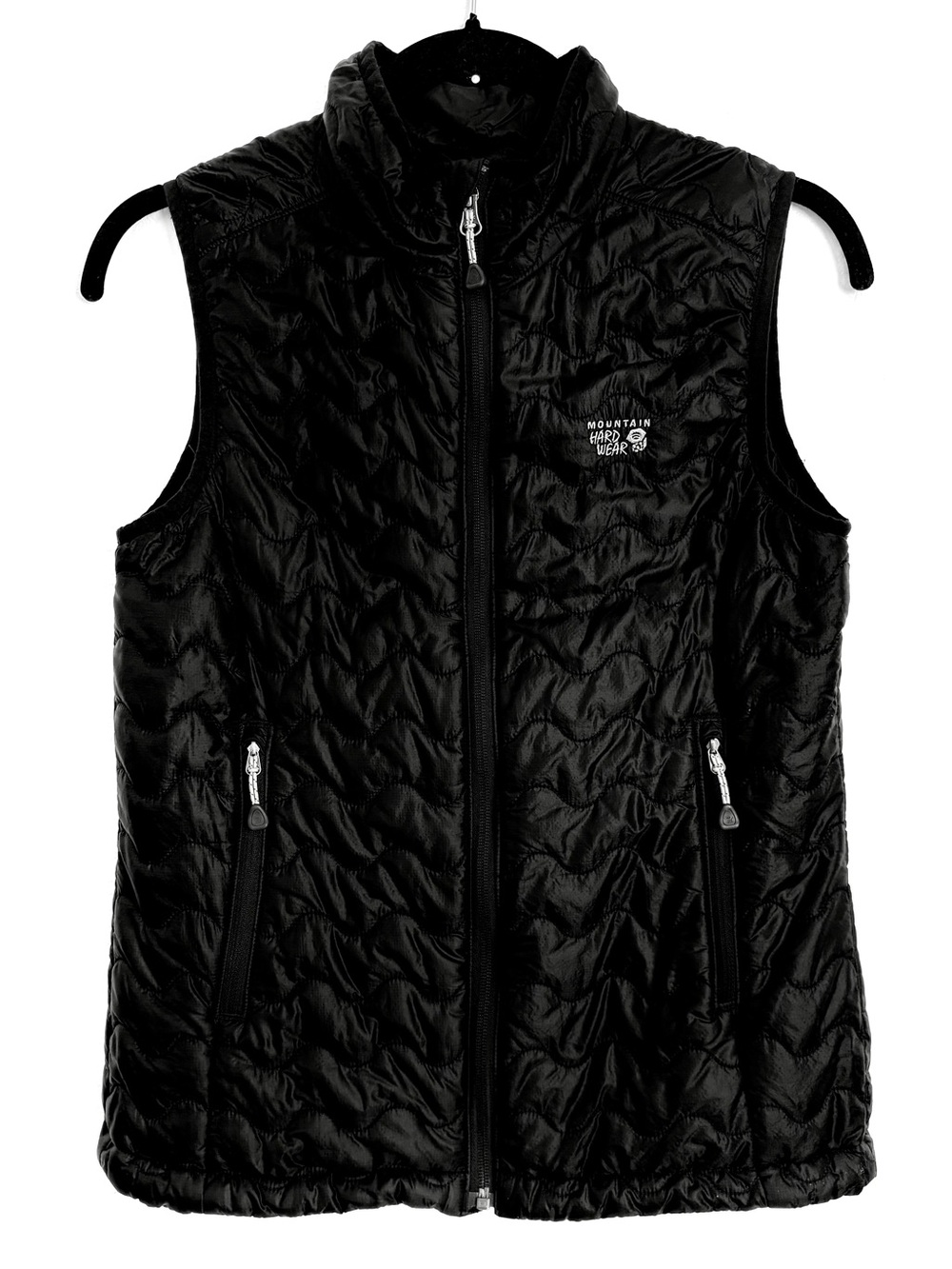 Mountain Hardware Quilted Puffer Black Vest 100% Nylon Shell & Lining Sz XS